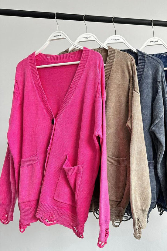Oversized Button-Up Cardigan with Pockets