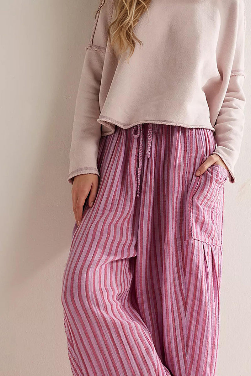 Relaxed Fit Drawstring Casual Pants