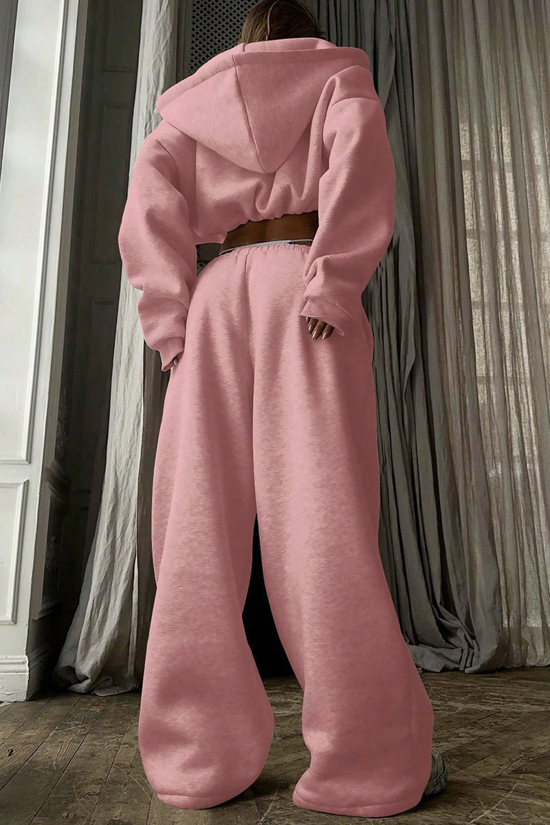 Cozy Cropped Hoodie and Sweatpants Set