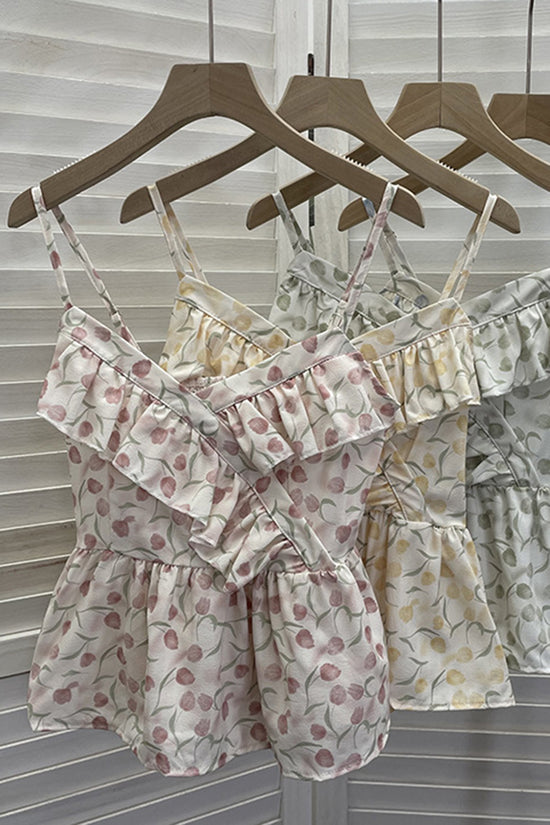 Floral Ruffle Sleeveless Camisole
