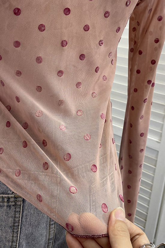 Polka Dot Long Sleeve Casual Top