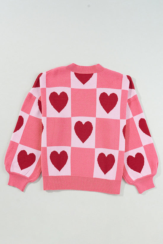 Heart Patterned Oversized Sweater