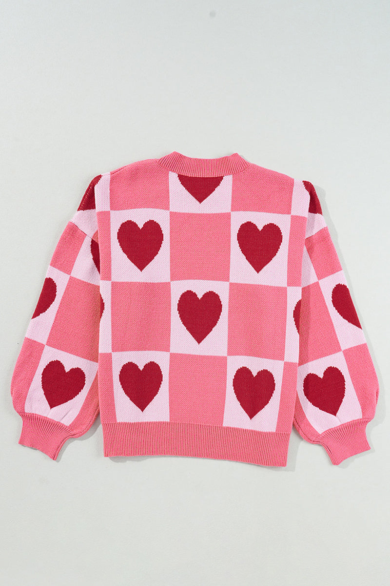Heart Patterned Oversized Sweater