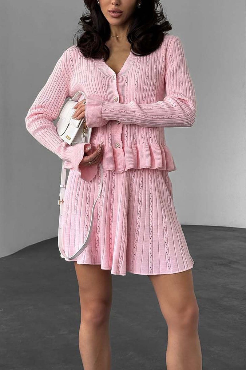 Chic Cardigan and Skirt Combo