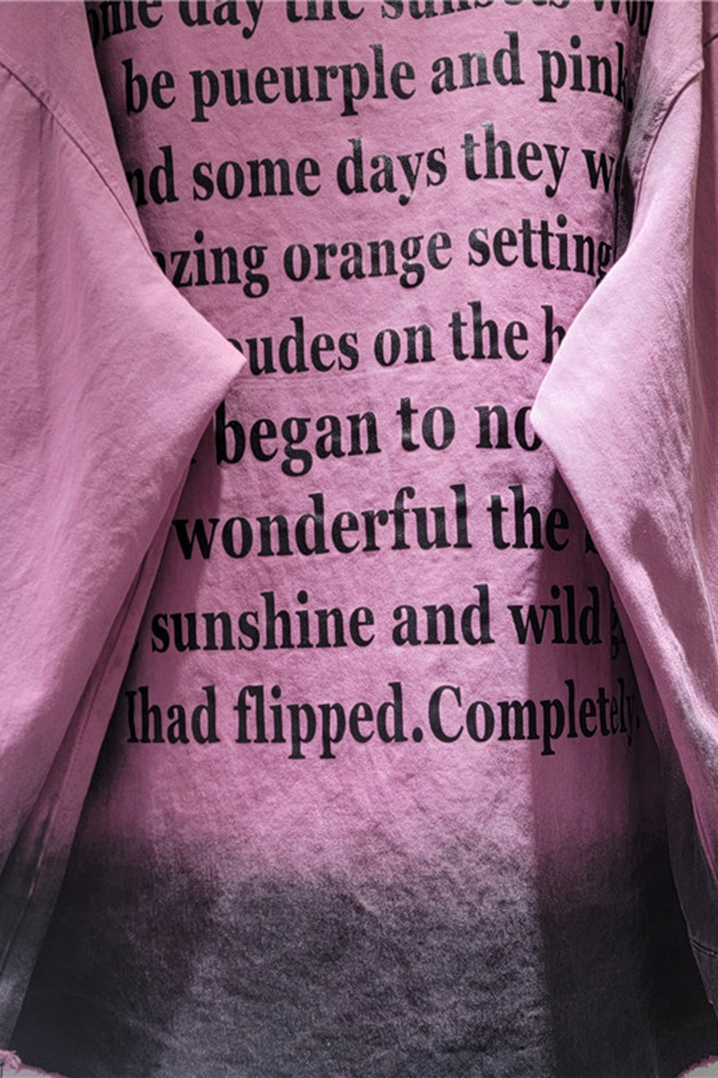 Ombre Text-Print Oversized Shirt
