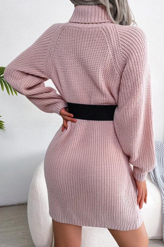High Neck Knit Casual Dress