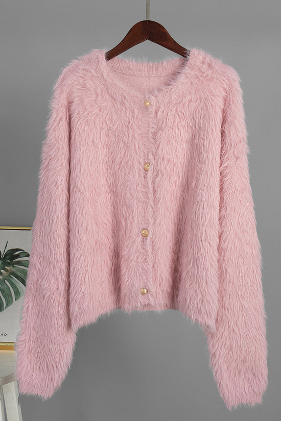 Fluffy Button-Up Cardigan
