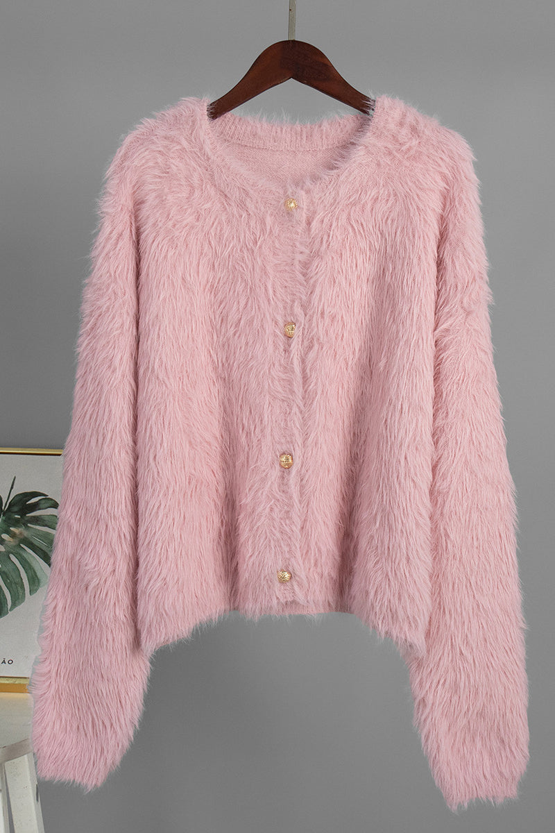 Fluffy Button-Up Cardigan