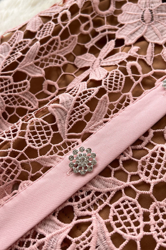 Elegant Lace Button-Down Casual Dress