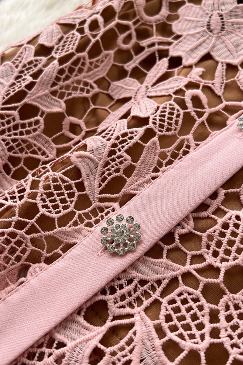 Elegant Lace Button-Down Casual Dress
