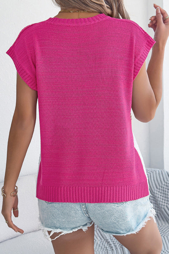 Sleeveless Colorblock Knit Sweater