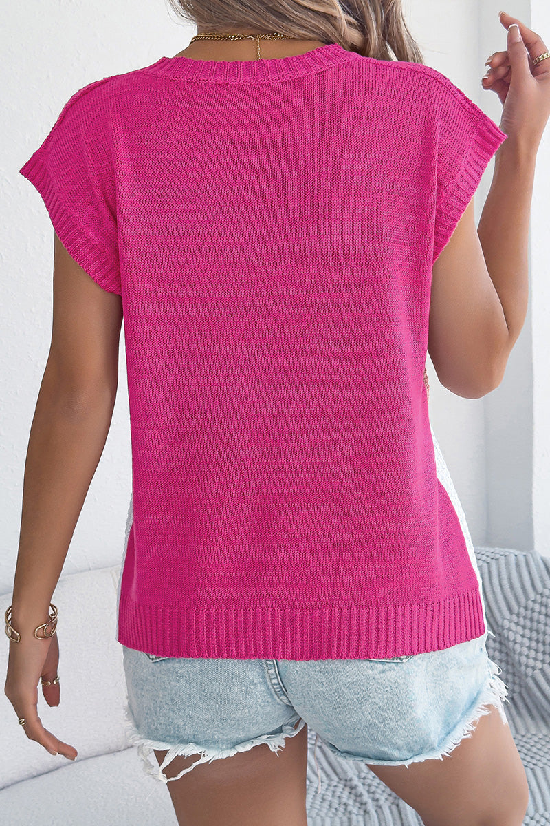 Sleeveless Colorblock Knit Sweater