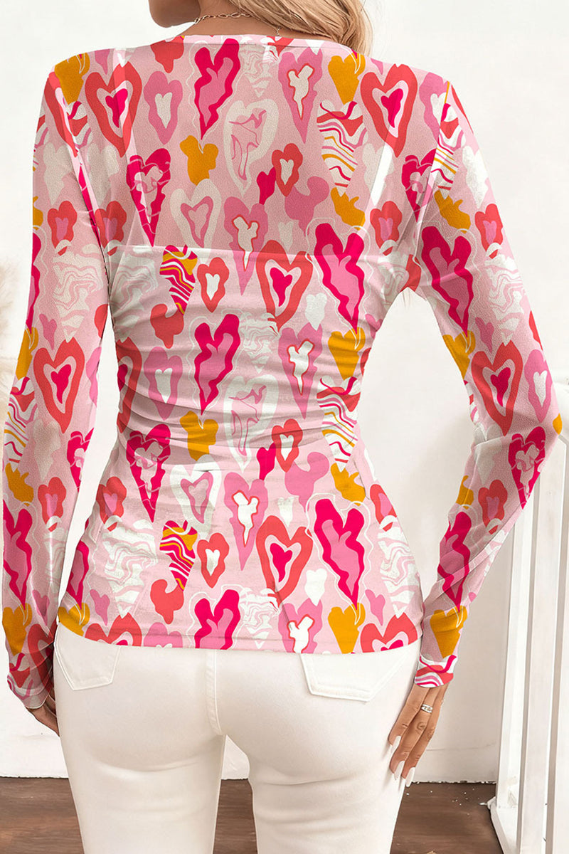 Heart Pattern Long Sleeve T-Shirt