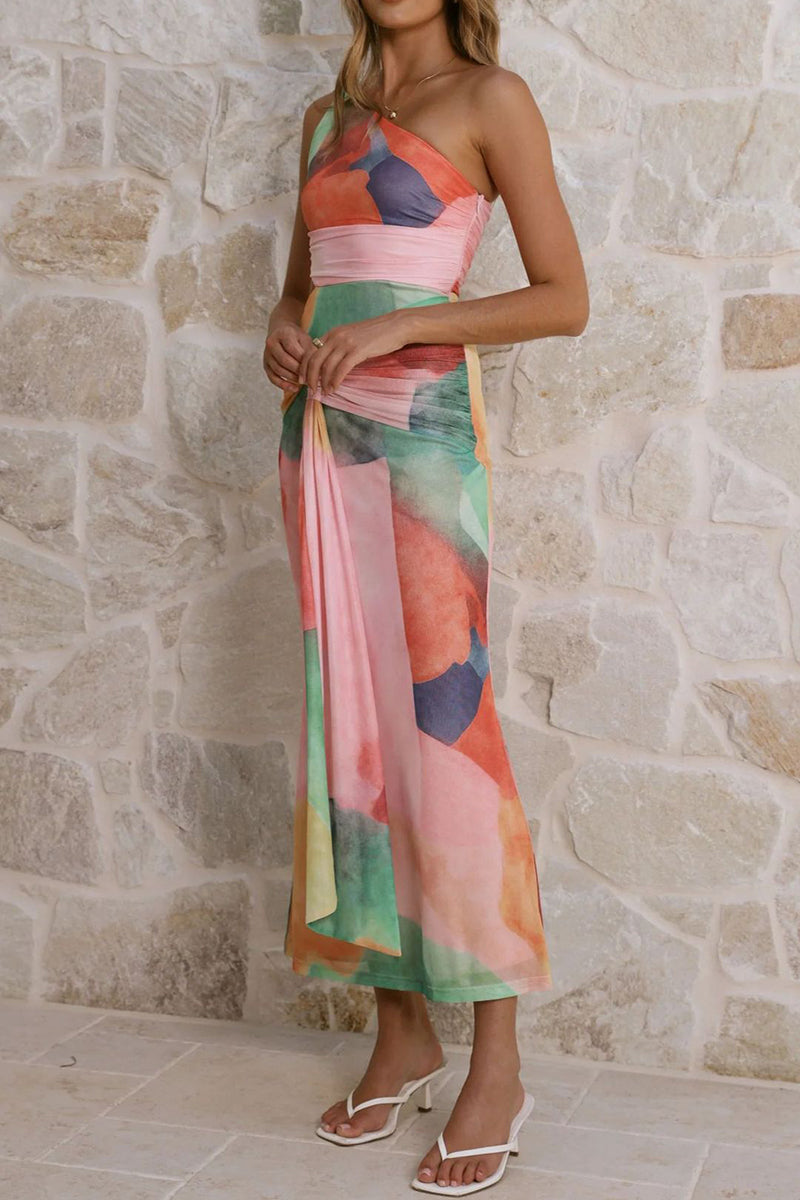 Off-Shoulder Tie Dye Maxi Dress
