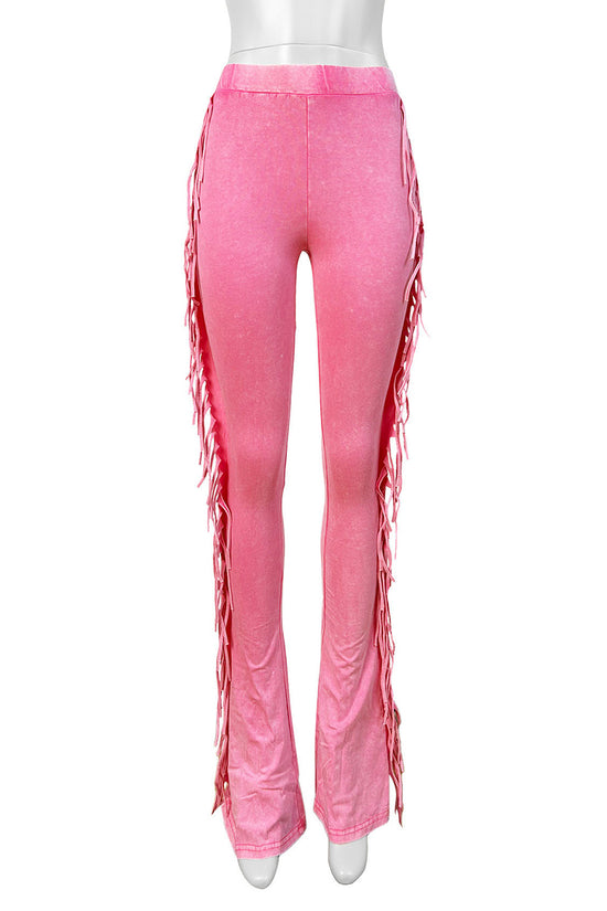 Fringe-Trim Casual Pants