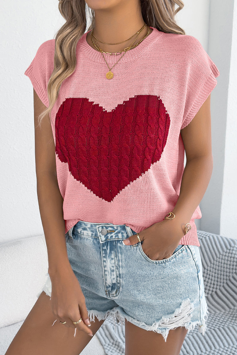 Heart Pattern Knit Sweater Vest