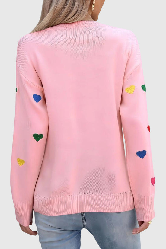 Heart Pattern Long Sleeve Sweater