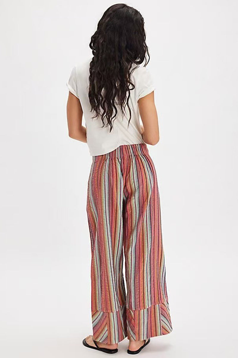 Striped Wide-Leg Casual Pants