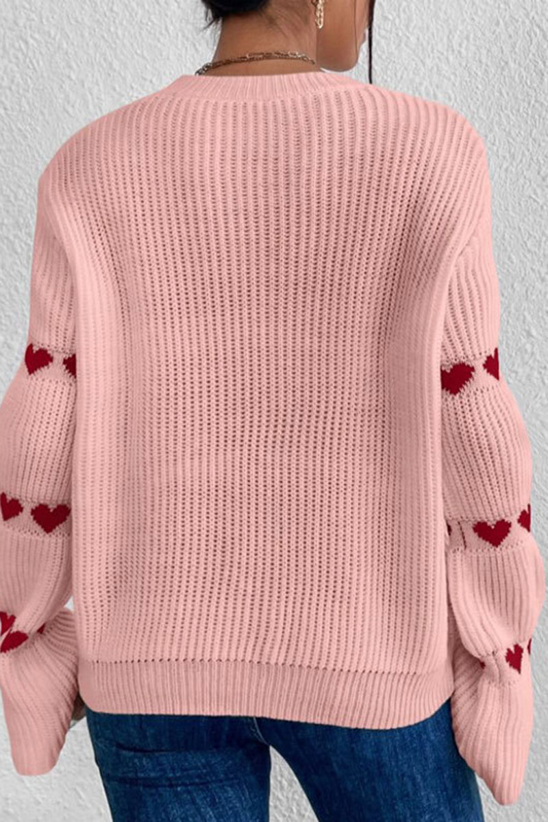 Heart Pattern Flare Sleeve Sweater
