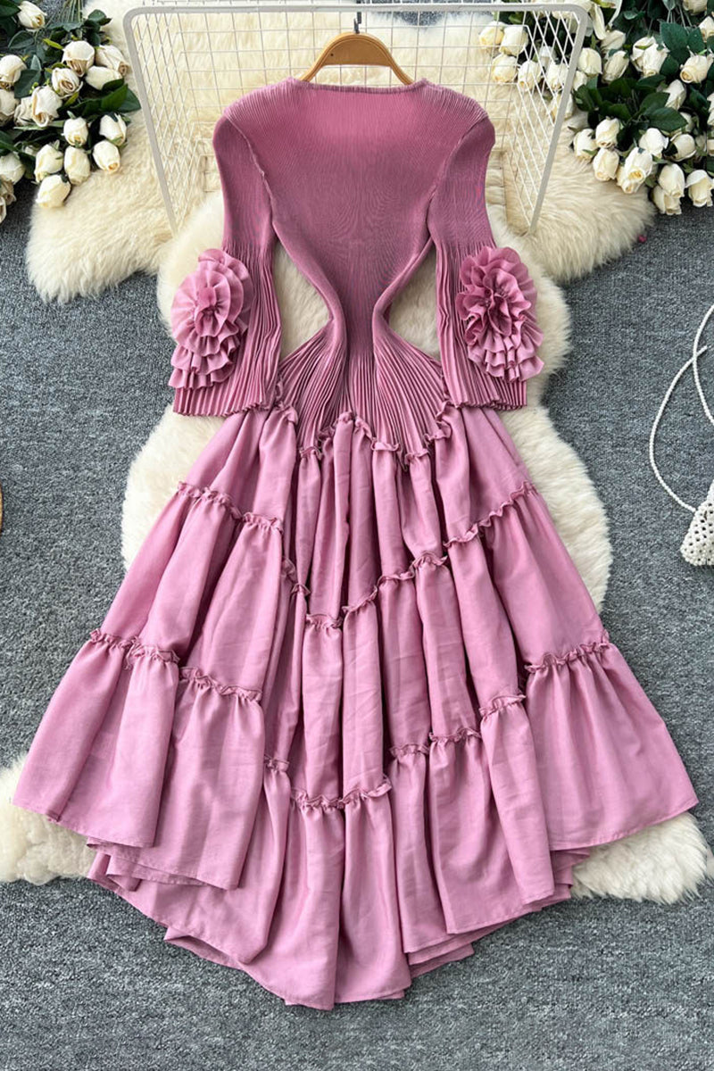 Ruffle Sleeve Tiered Casual Dress