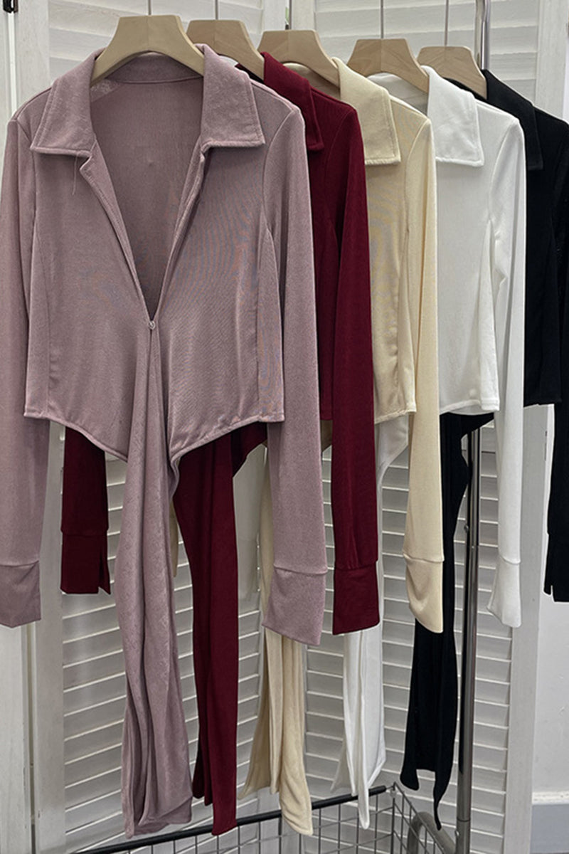 Tie Front Long Sleeve Blouse