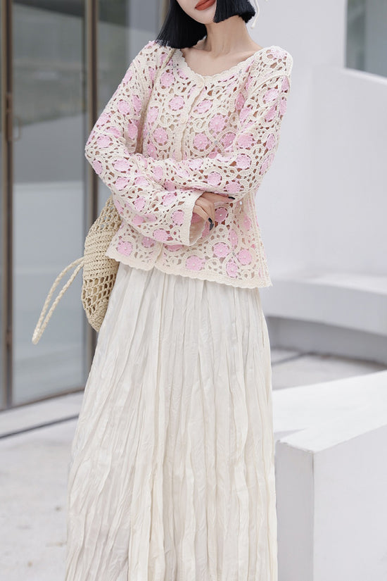 Elegant Crochet Pattern Long Sleeve Blouse