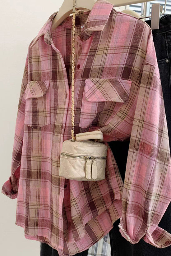 Plaid Oversized Button-Up Shirt