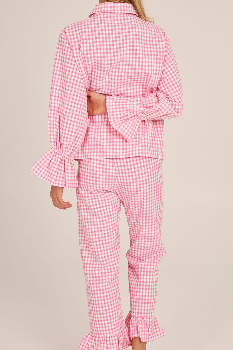 Ruffled Checkered Loungewear Set