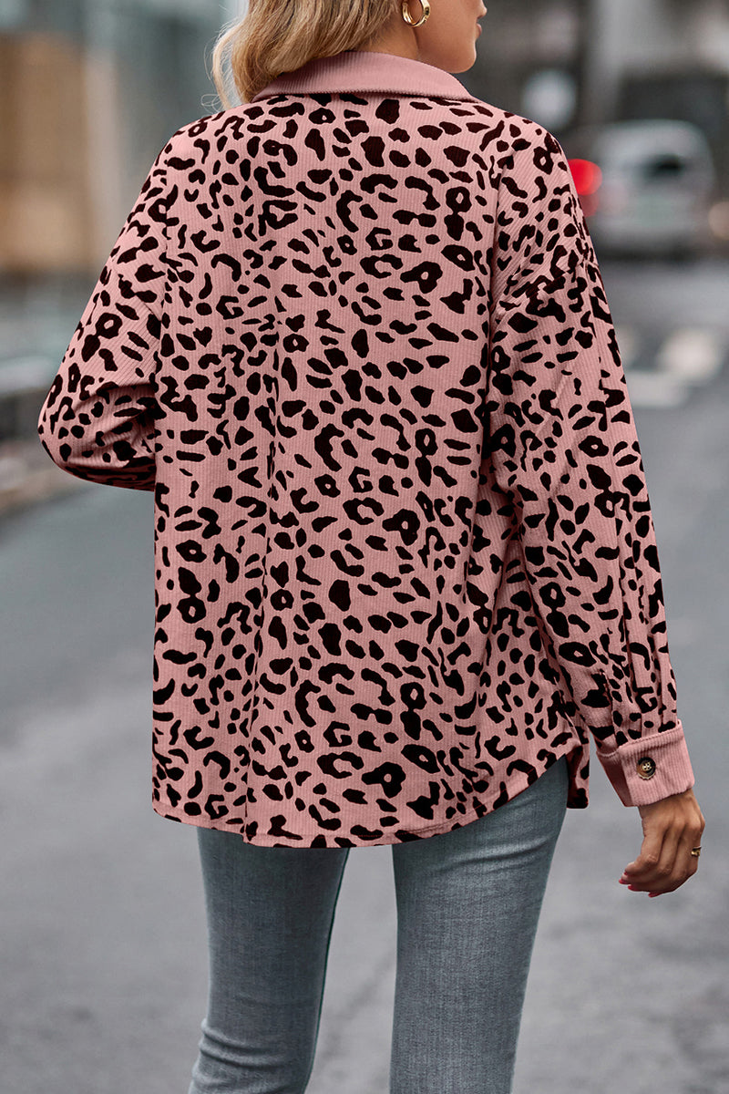 Leopard Print Button-Up Blouse