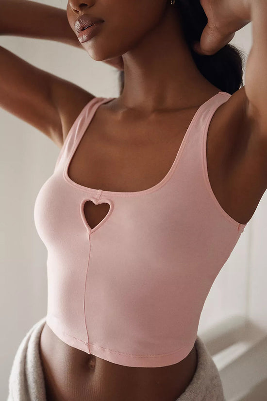 Heart Cut Out Sleeveless Tank Top