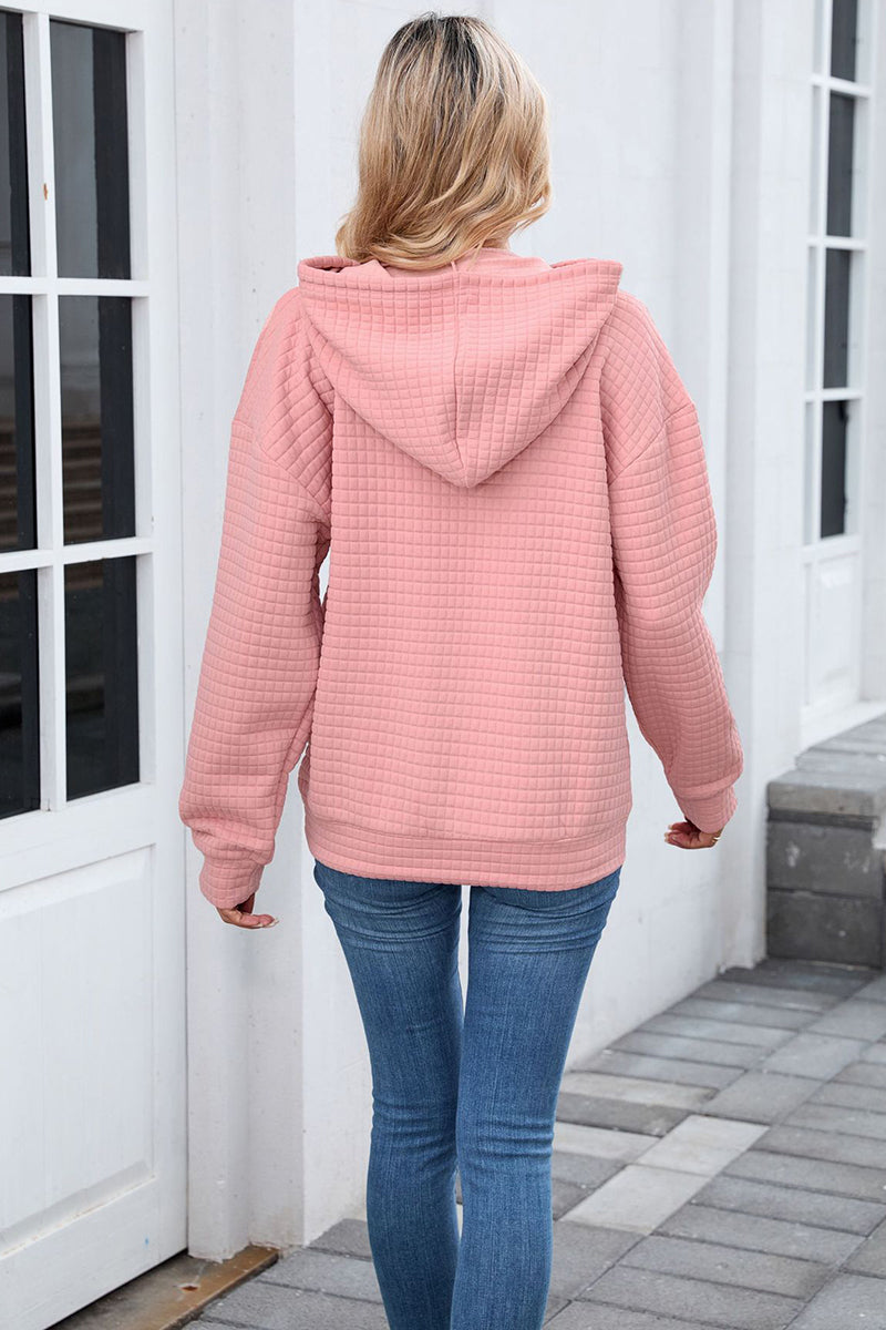 Textured Casual Hoodie with Pocket