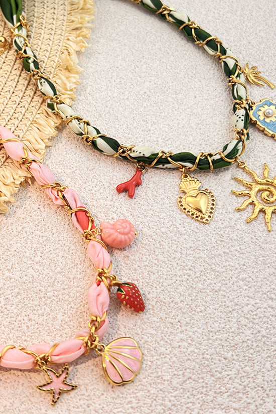 Charm-Decorated Braided Necklace