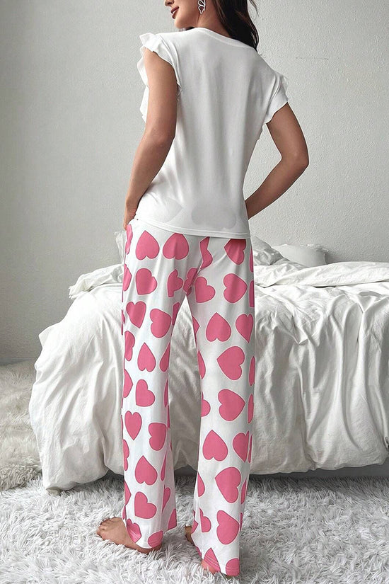 Heart Print Sleeveless Pajama Set