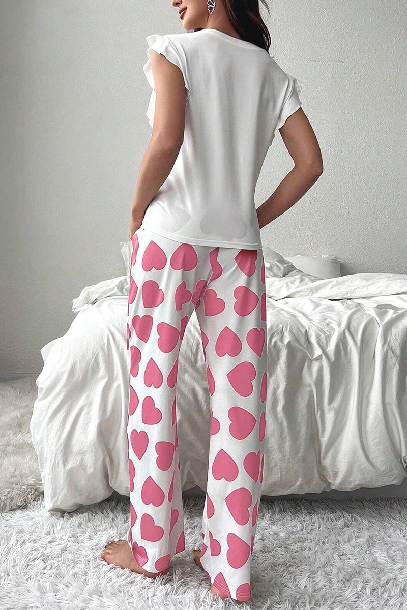 Heart Print Sleeveless Pajama Set