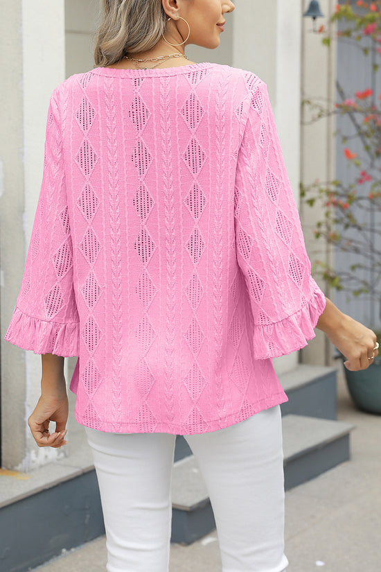 Stylish V-Neck Lace Patterned Top