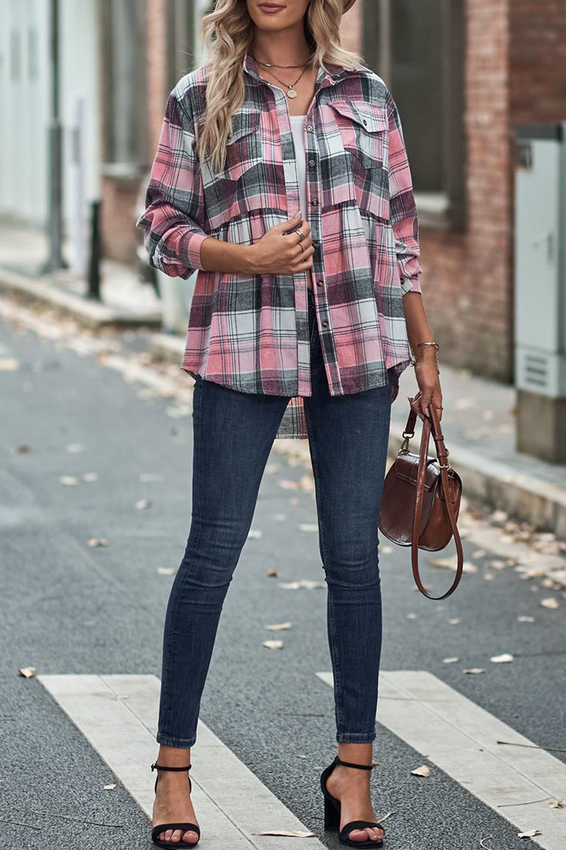 Relaxed Fit Plaid Button-Up Shirt
