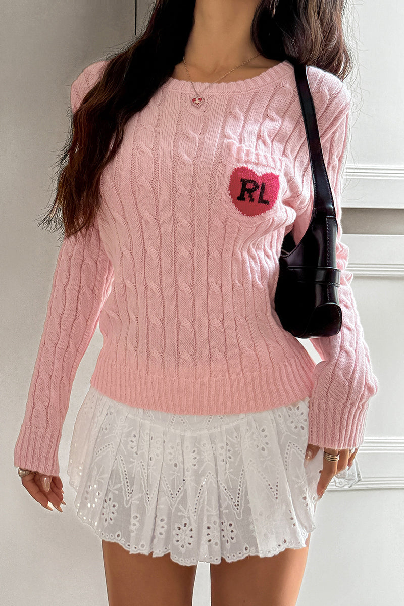 Heart Accent Cable Knit Sweater