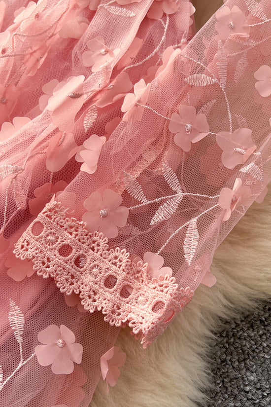 Floral Lace Long Sleeve Casual Dress