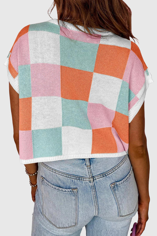 Sleeveless Checkered Sweater Vest