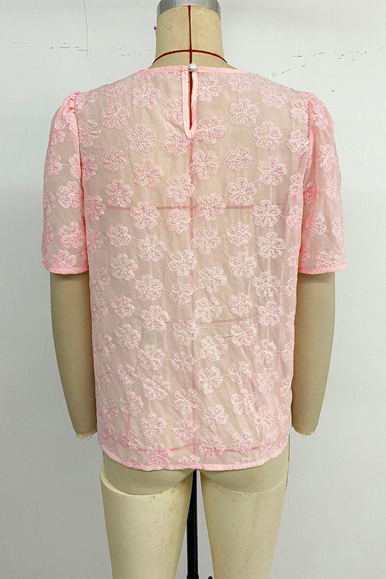 Floral Sheer Puff Sleeve Top