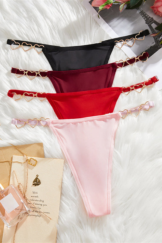 Heart Accent Strappy Thong Panties