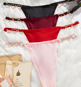 Heart Accent Strappy Thong Panties