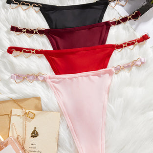 Heart Accent Strappy Thong Panties