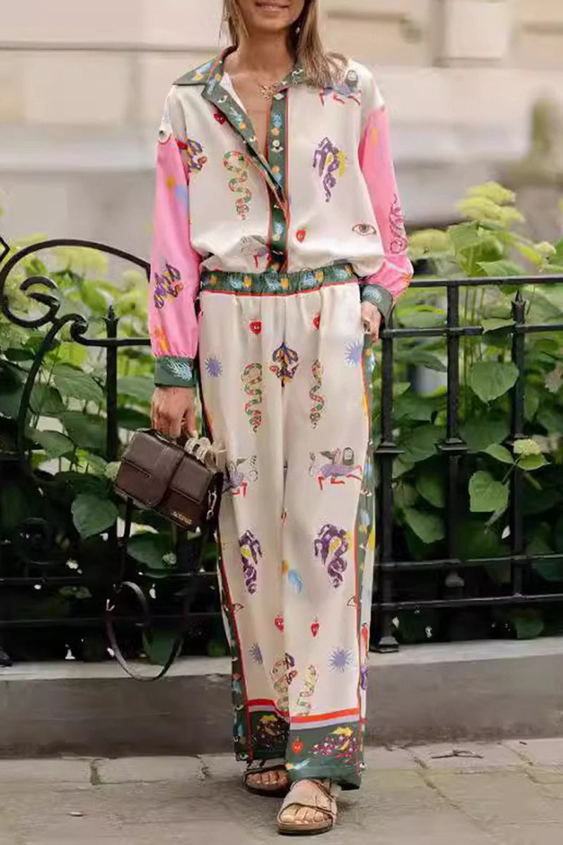 Abstract Print Relaxed Pants Set