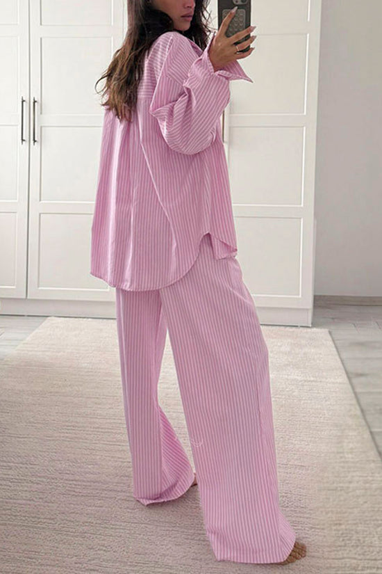Striped Wide-Leg Pants Set