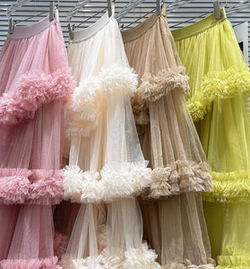 Tiered Ruffle Midi Skirt