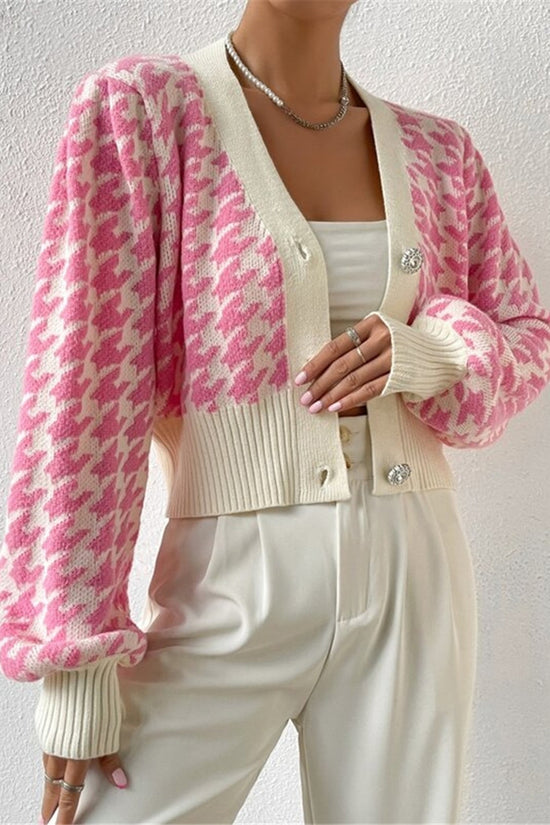 Patterned Button-Up Cardigan