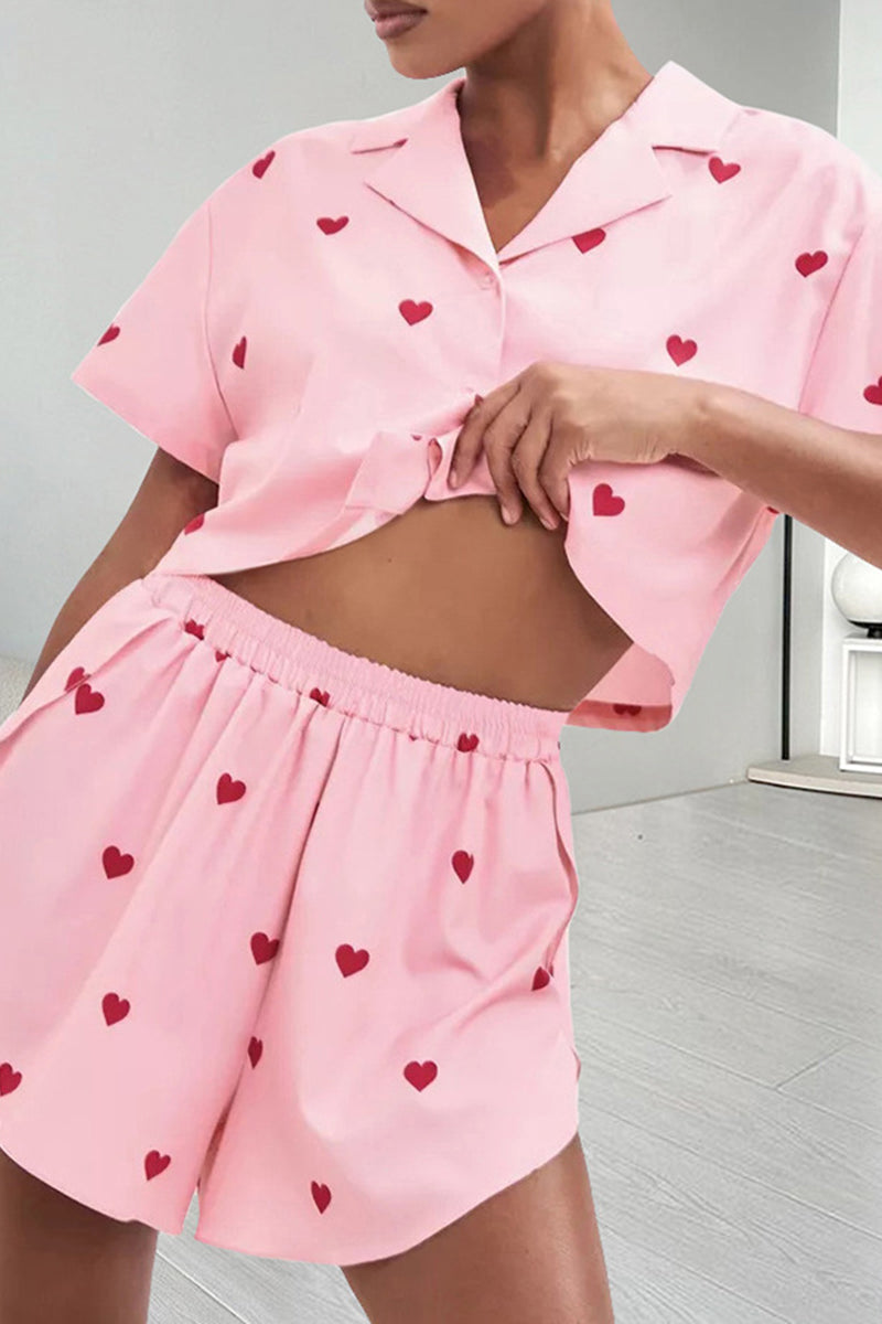 Heart Print Pajama Set