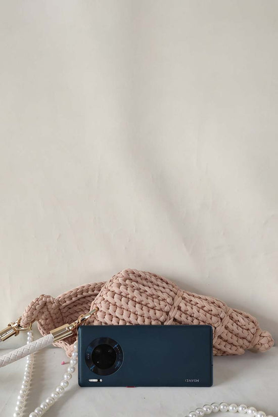 Crochet Cone Handbag with Pearl Strap