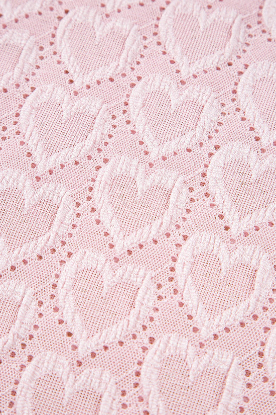 Heart Jacquard Flare Sleeve Mock Neck Top